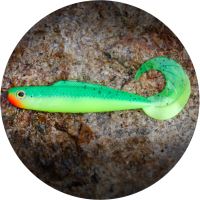 RedBass Gumová Nástraha Twister Kixter Fluo Green RH UV - 12,5 cm 14 g