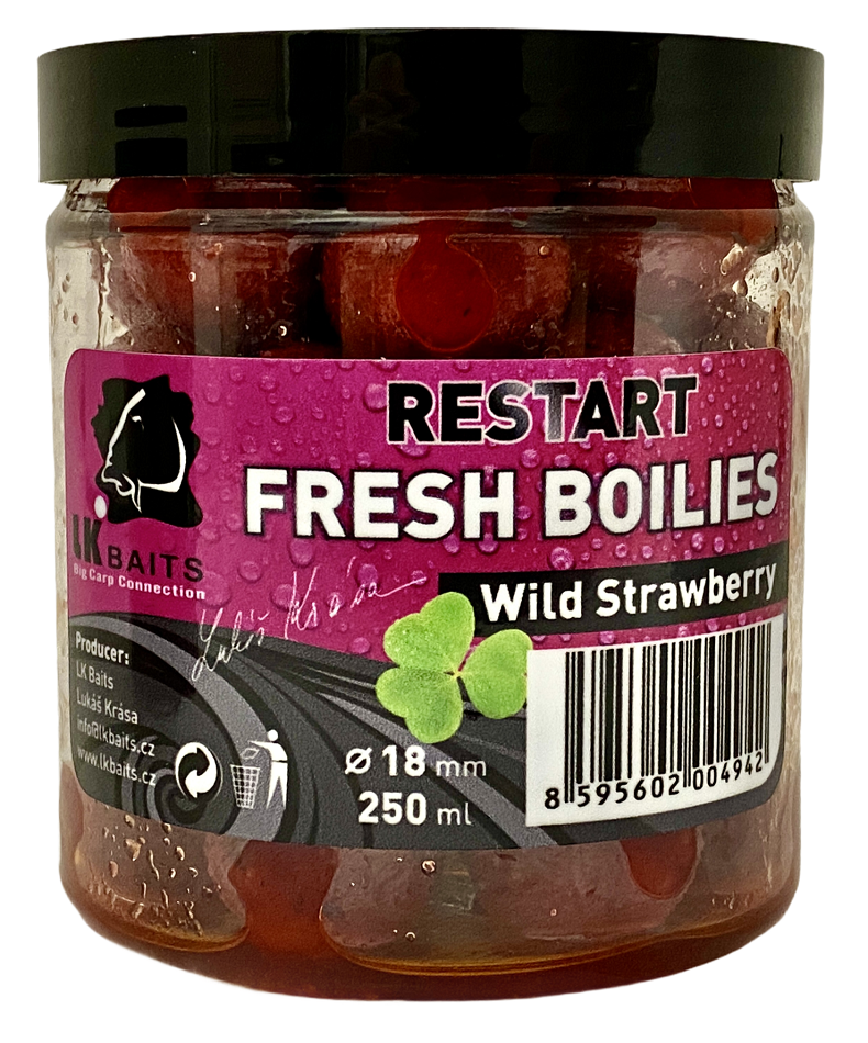 Levně Lk baits boilie fresh restart wild strawberry - 14 mm 150 ml