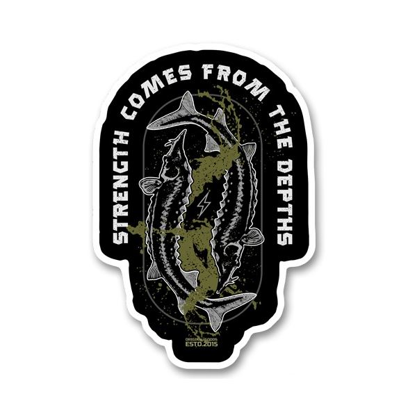4ANGLERSDESIGN Samolepka 115 Strength Comes From The Depths