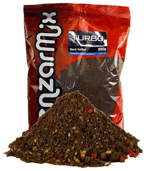 Levně Benzar mix krmítková směs turbo feeder 800 g - black halibut