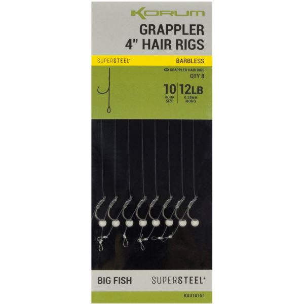 Korum Návazec Grappler 4” Hair Rigs Barbless 10 cm