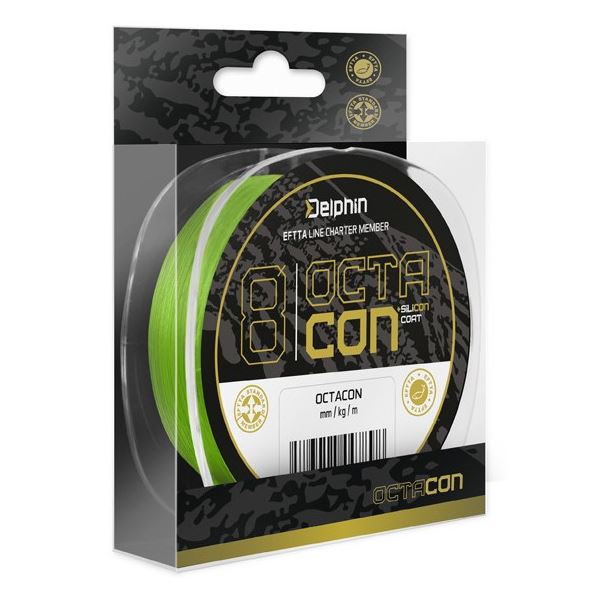 Delphin Splétaná Šnůra OctaCON Fluo Zelená 135 m
