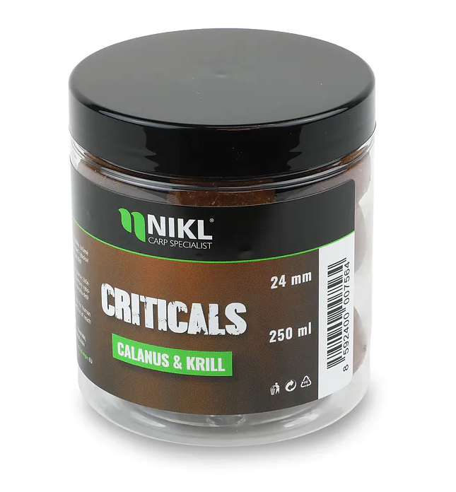 Levně Nikl criticals boilie calanus & krill 250 ml - 18 mm