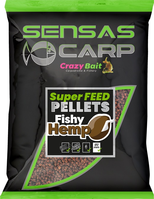 Sensas pelety super feed fishy hemp 650 g - 4 mm