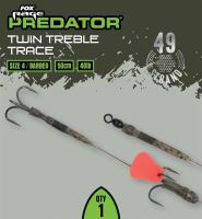 Fox Rage Predator Návazec Twin Treble Trace 52 cm 40 lb - Velikost 4