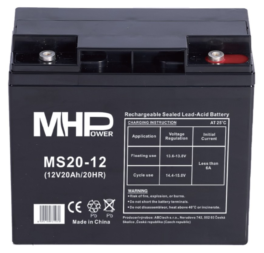 Levně Mhpower olověný akumulátor ms20-12 agm 12 v 20 ah terminál t1 - m5