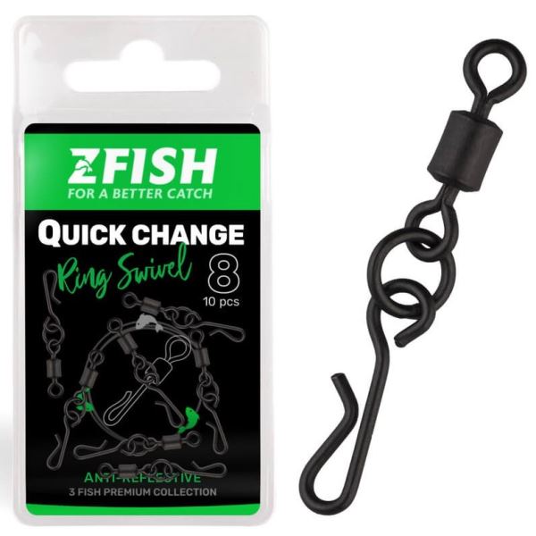 Zfish Obratlík Quick Change Ring Swivel Matt Velikost 8 10 ks