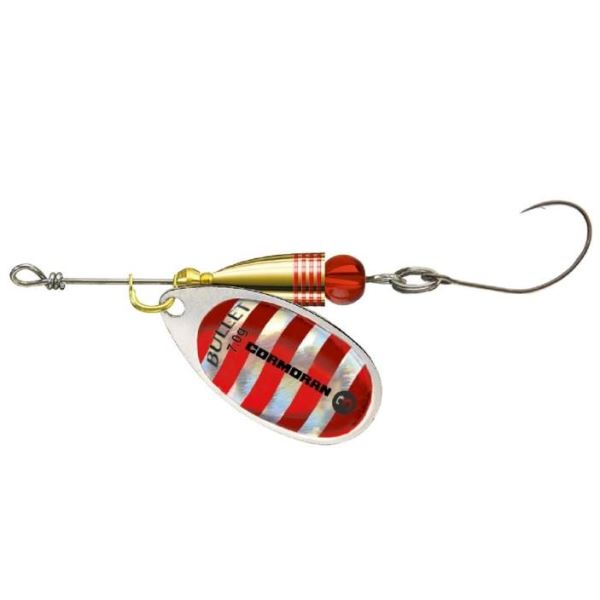 Cormoran Třpytka Bullet Single Hook Silver Red Strips