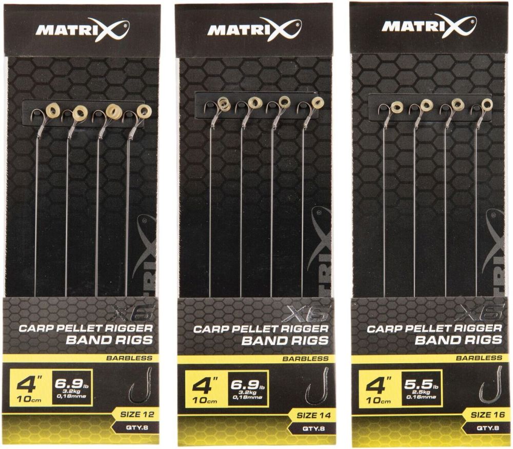 Matrix návazec x6 carp pellet rigger band rigs 10 cm - velikost háčku 16