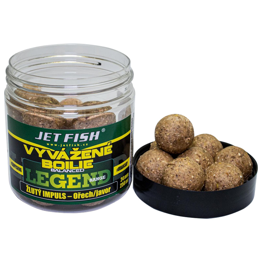Levně Jet fish vyvážené boilie legend range žlutý impuls ořech javor 250 ml - 20 mm