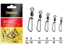 Delphin Karabinka S Obratlíkem Rolling Swivel With T Snap 10 ks