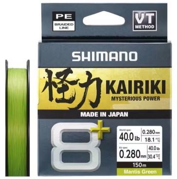 Shimano splétaná šňůra line kairiki 8+ mantis green 150 m - 0,19 mm 13,4 kg