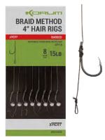 Korum Návazec Power Braid Method Hair Rigs 15 lb Barbed 10 cm 8 ks - Velikost 12
