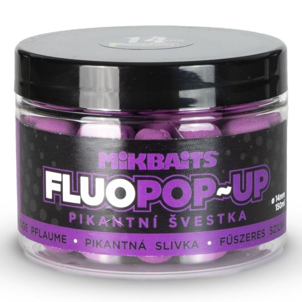 Mikbaits Plovoucí Boilie Fluo Pikantní švestka 150 ml