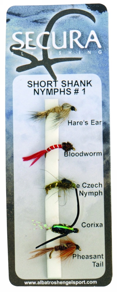 Levně Secura flyfishing mušky short shank nymphs #1 5 ks