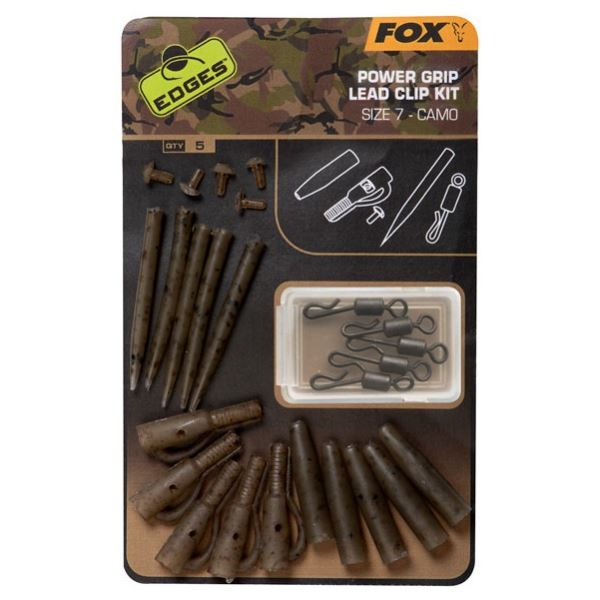 Fox Edges Camo Power Grip Lead Clip Kit Size 7