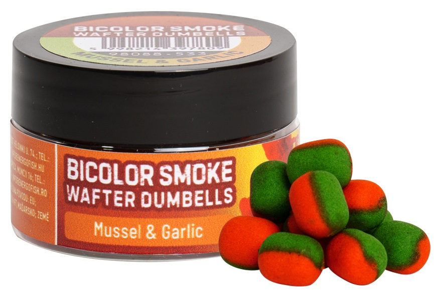 Benzar mix bicolor smoke wafters dumbells 10x8 mm 30 ml - mušle-česnek