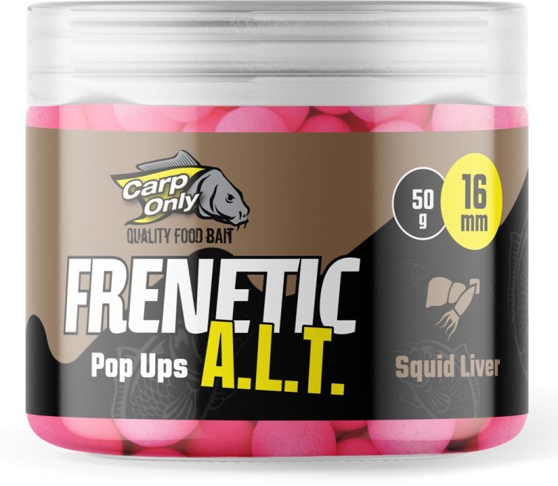 Carp only plovoucí boilies frenetic a.l.t. hi-visual pop ups 16 mm 50 g - squid liver