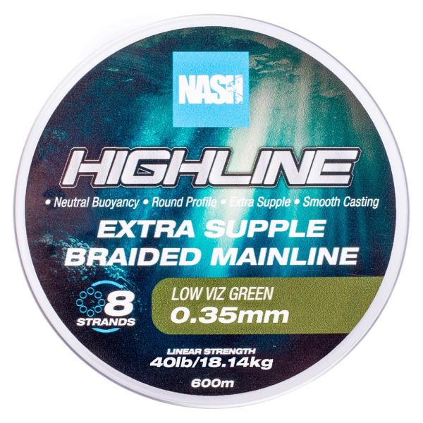 Nash Splétaná Šňůra Highline Extra Supple Braid Green 600 m