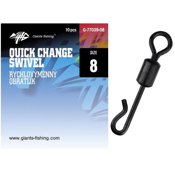 Giants Fishing Rychlovýměnný Obratlík Quick Change Swivel 10 ks - Velikost 8 Nosnost 25 kg