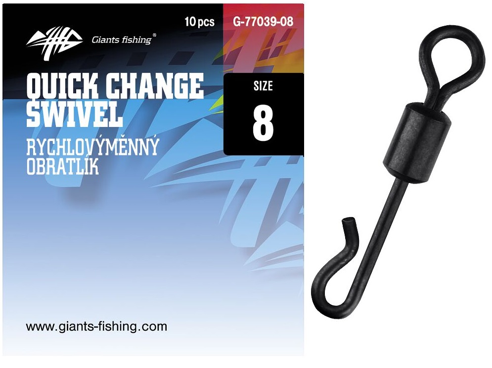 Giants fishing rychlovýměnný obratlík quick change swivel 10 ks - velikost 8 nosnost 25 kg
