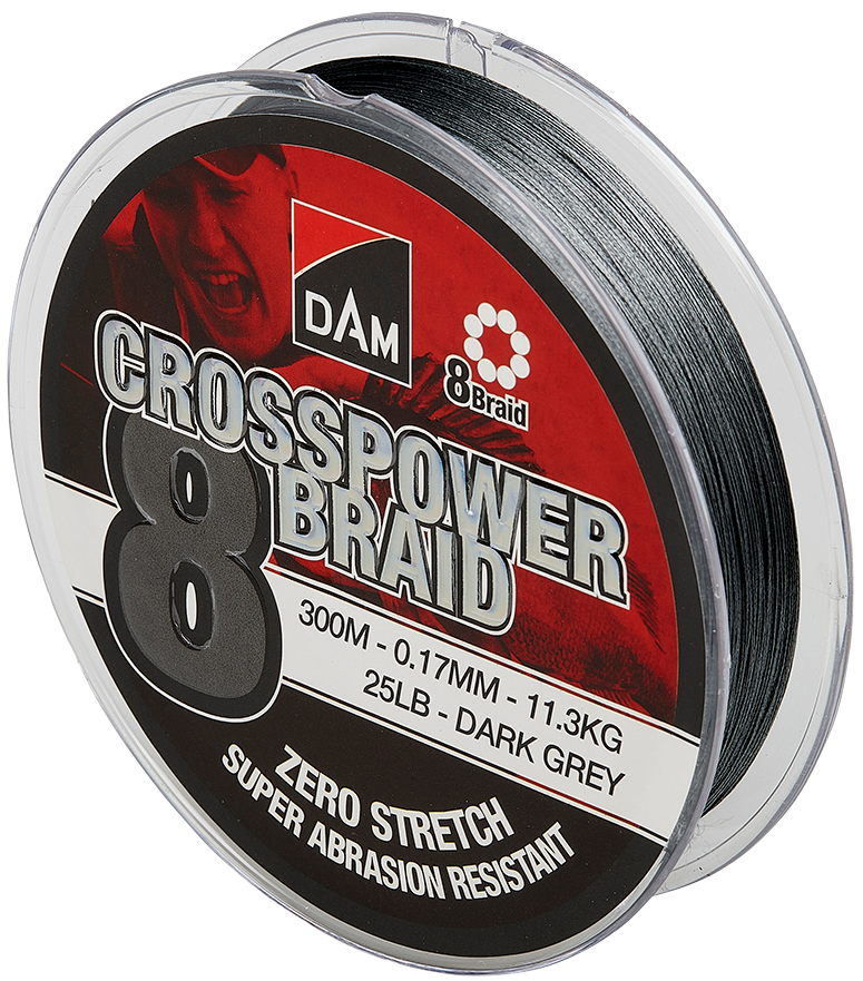 Dam splétaná šňůra crosspower 8  braid dark grey 300 m - 0,15 mm 9 kg