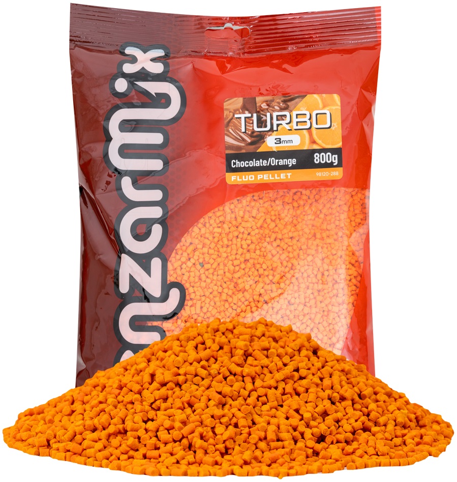 Levně Benzar mix fluo turbo pelety 800 g 3 mm - čokoláda-pomeranč