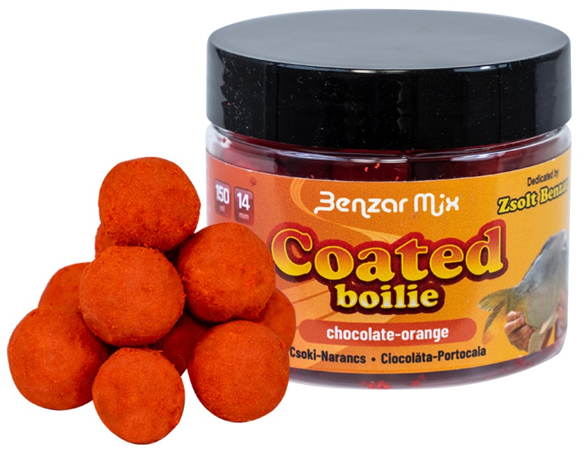 Levně Benzar mix coated boilies 14 mm 150 ml - čokoláda pomeranč