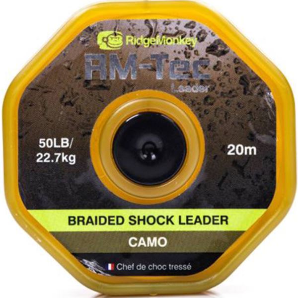 RidgeMonkey Návazcová Šňůrka Tec Braided Shockleader 20 m Camou Nosnost 50 lb