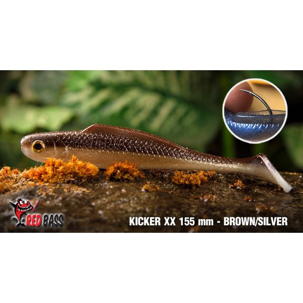 RedBass Gumová Nástraha Ripper Kicker Brown/Silver - XX 155 mm 23 g