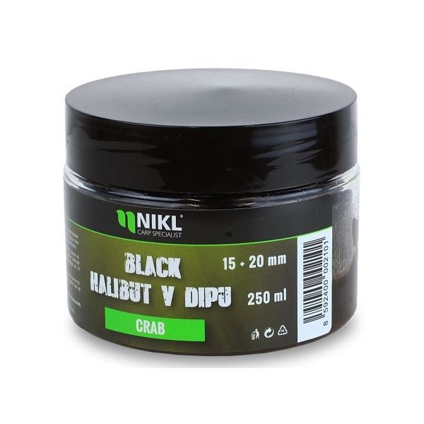 Nikl Black Halibut Pelety v Dipu Crab 250 g 15+20 mm