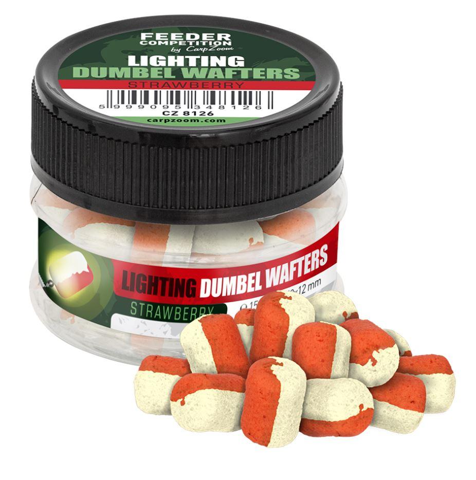 Carp zoom svítící wafters fc lighting dumbel wafters 15 g 8x12 mm - jahoda – CARPZOOM