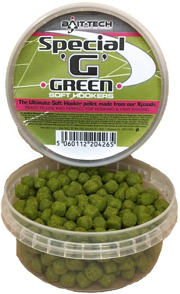 Levně Bait-tech měkčené pelety soft hookers special g 180 ml 6 mm - green