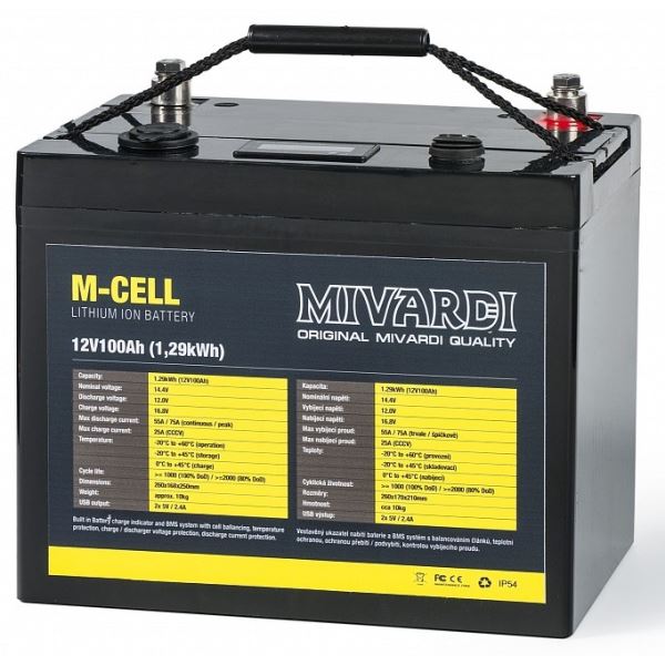 Mivardi Lithiová Baterie M-CELL 12 V 100 Ah + 20 A Nabíječka