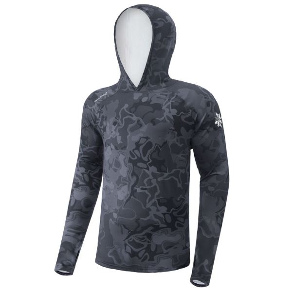 Giants Fishing Funkční Tričko S Dlouhým Rukávem UV50+ Hoodie Camo Grey