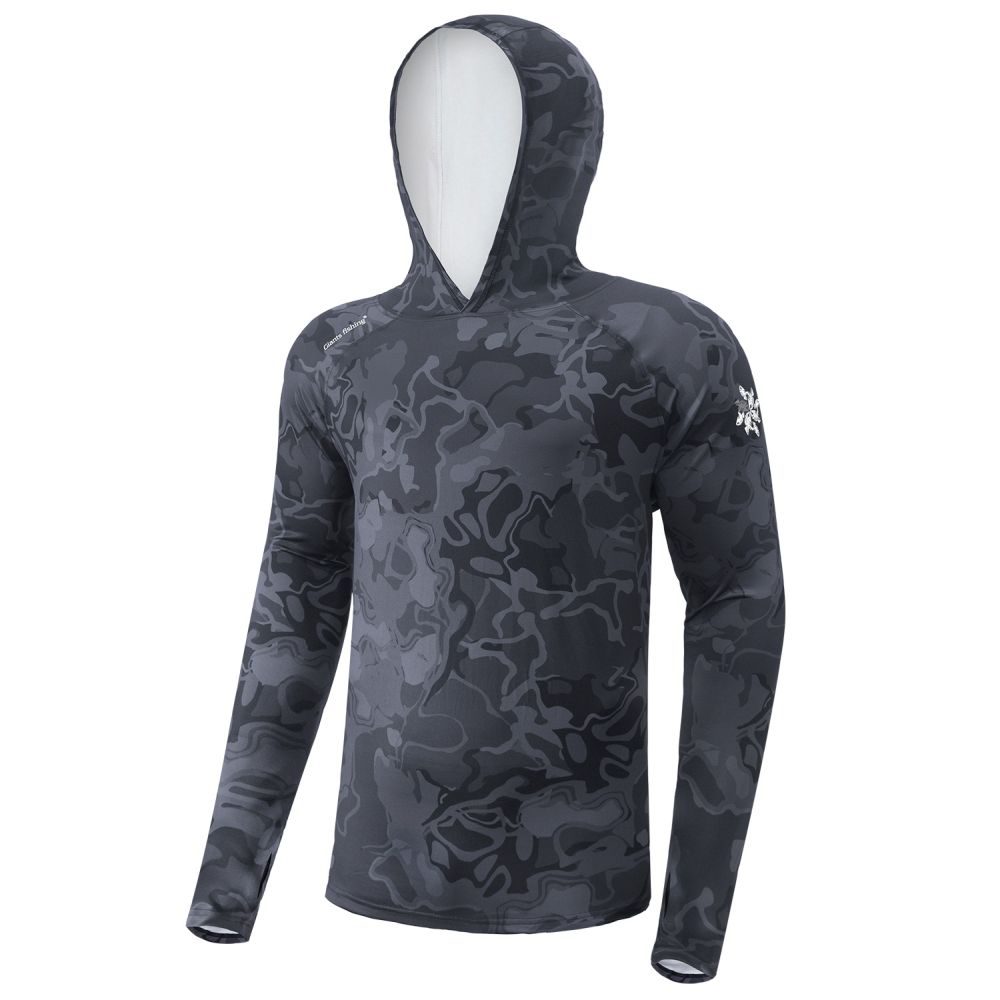 Levně Giants fishing funkční tričko s dlouhým rukávem uv50+ hoodie camo grey - xl