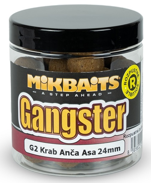 Levně Mikbaits rozpustné boilies gangster g2 krab ančovička asa 250 ml - 24 mm