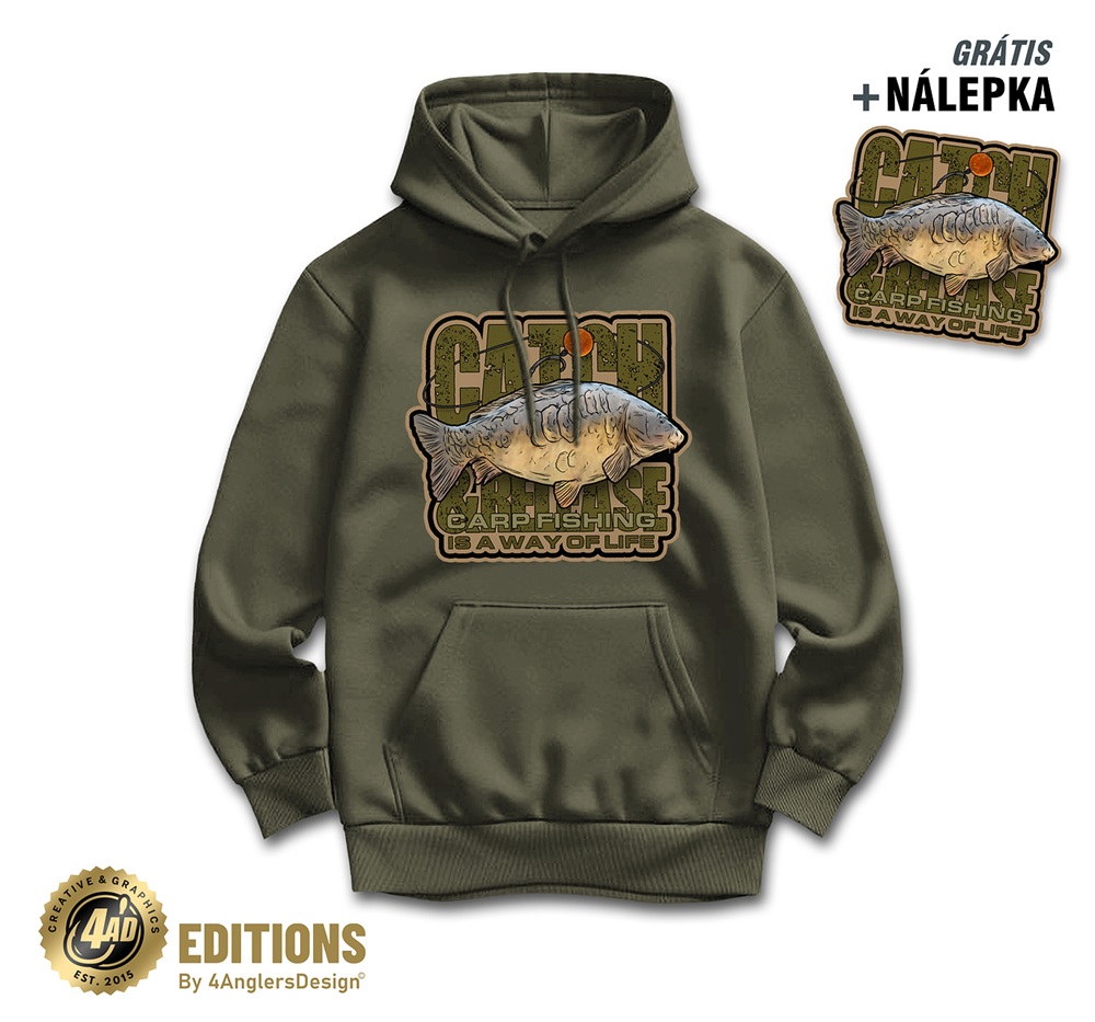 4anglersdesign mikina catch and release is a way of life - xl