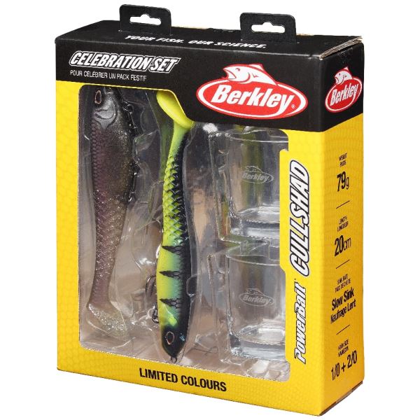 Berkley Dárkový Set Gumových Nástrah a Panáků Powerbait Celebration Set Cullshad Shallow 20 cm 79 g Limited Edition