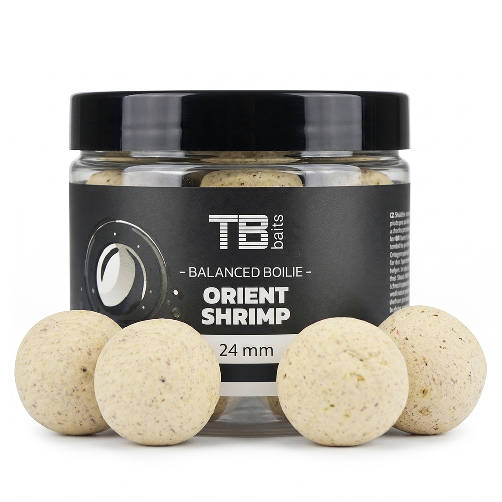 Levně Tb baits vyvážené boilie balanced white edition + atraktor orient shrimp 100 g - 24 mm