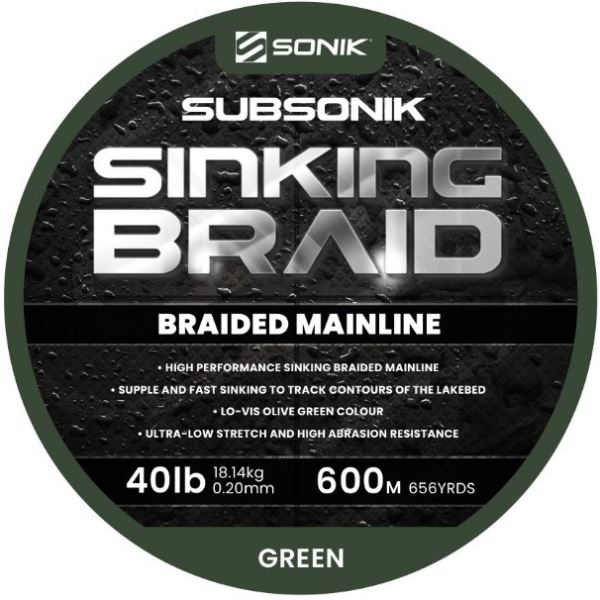 Sonik Šňůra Subsonik Sinking Braid Green 0,20 mm 18,14 kg