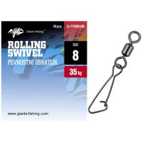 Giants Fishing Pevnostní Obratlík s Karabinkou Rolling Swivel Whit Hooked Snap 10 ks