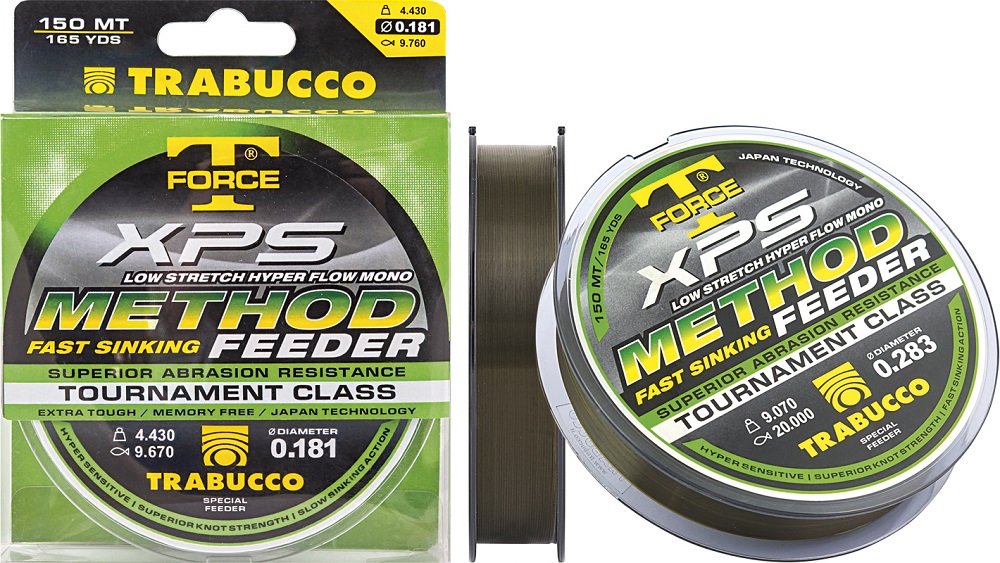 Trabucco vlasec t-force xps method feeder zelená 150 m-průměr 0,25 mm / nosnost 8,3 kg