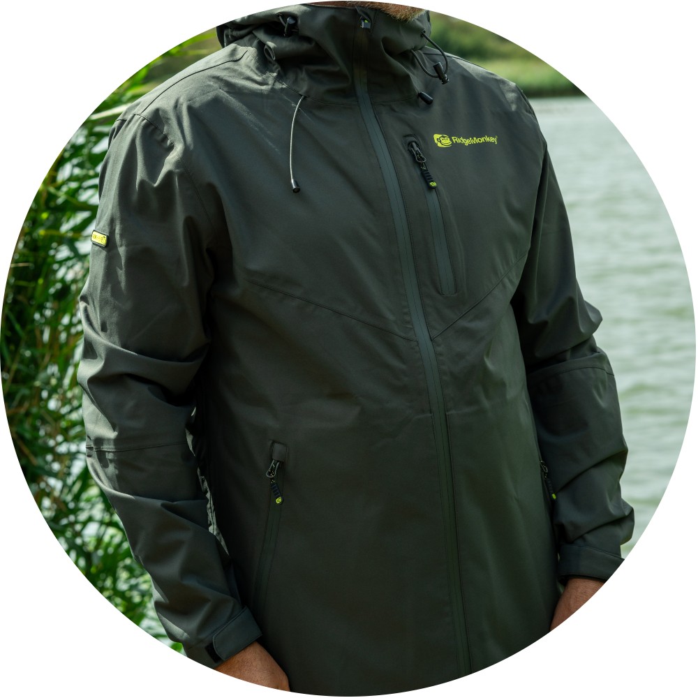 Ridgemonkey bunda apearel thermapro waterproof shell coat green - l