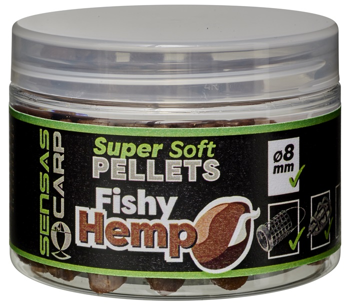 Sensas pelety super soft fishy hemp 60 g - 6 mm