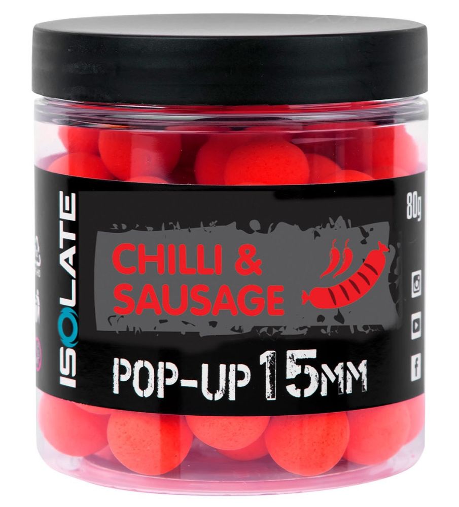Levně Shimano plovoucí boilie isolate pop-up chilli sausage fluo red - 15 mm 80 g