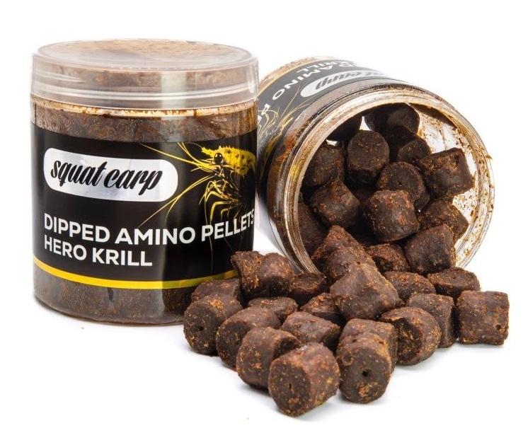 Levně Squat carp amino pelety v dipu hero krill 180 g 15 mm