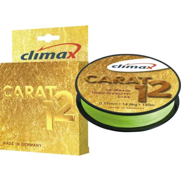 Climax Splétaná Šňůra Carat 12 Žlutá 135 m Průměr 0,13 mm / Nosnost 9,5 kg
