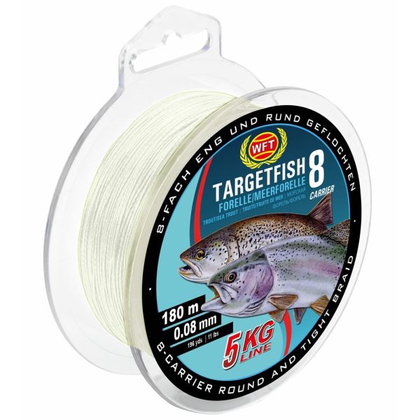 WFT Splétaná Šňůra Targetfish 8 Meerforelle Forelle Poloprůhledná