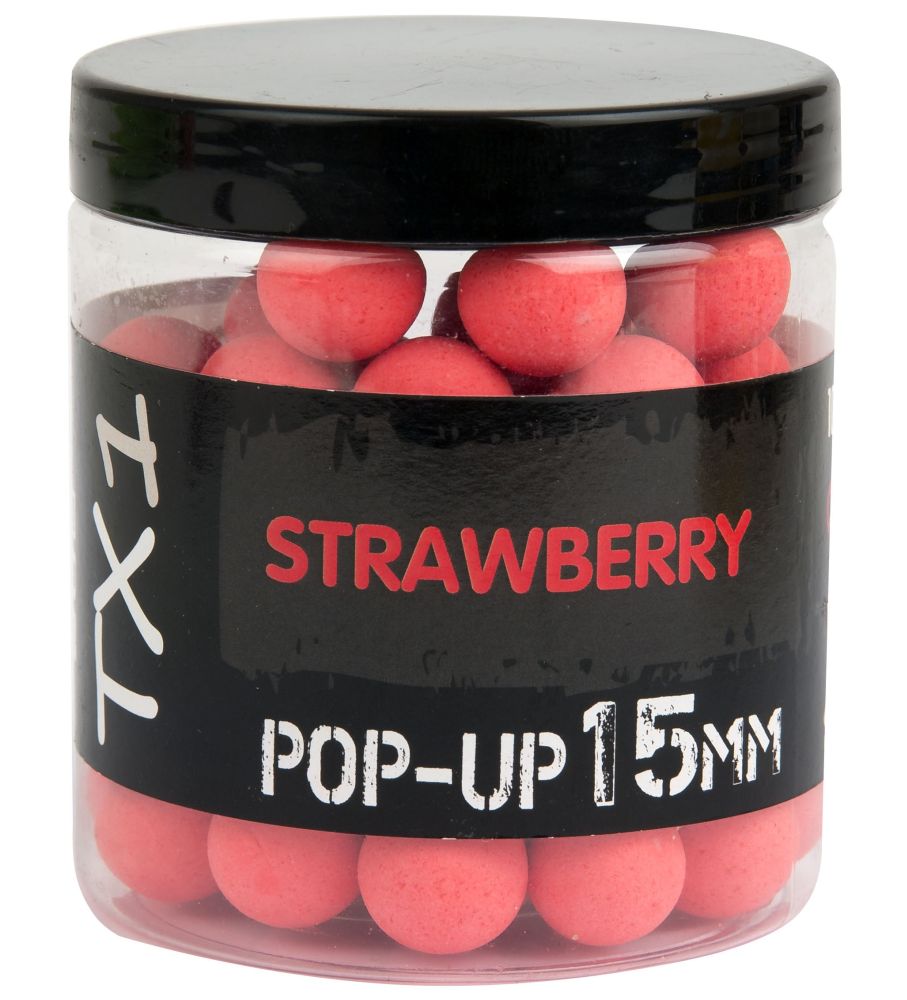 Levně Shimano plovoucí boilie tx1 pop up strawberry fluoro red - 15 mm 80 g